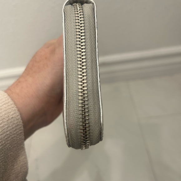 Christian Dior EUC Silver Long Zippy Wallet Embossed Trotter - Picture 6 of 12